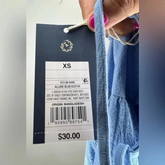 Universal Thread Open Back Dress Sundress Button Pockets Light Allure Blue - Picture 5 of 7